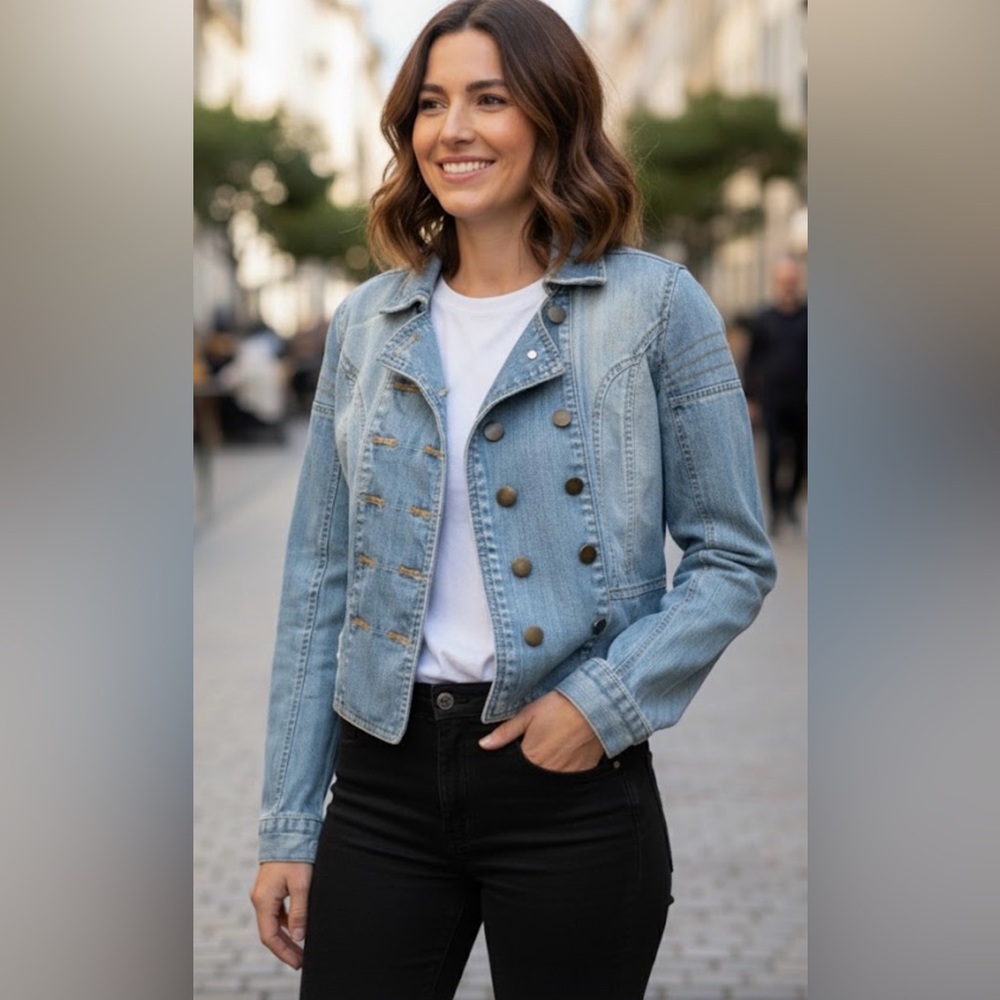 Dollhouse Light Blue Denim Jacket with Button Detail